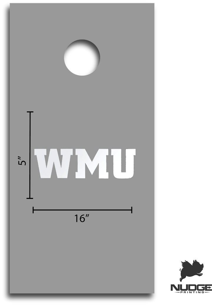 Western Michigan University Broncos White Block WMU Logo Cornhole Decal