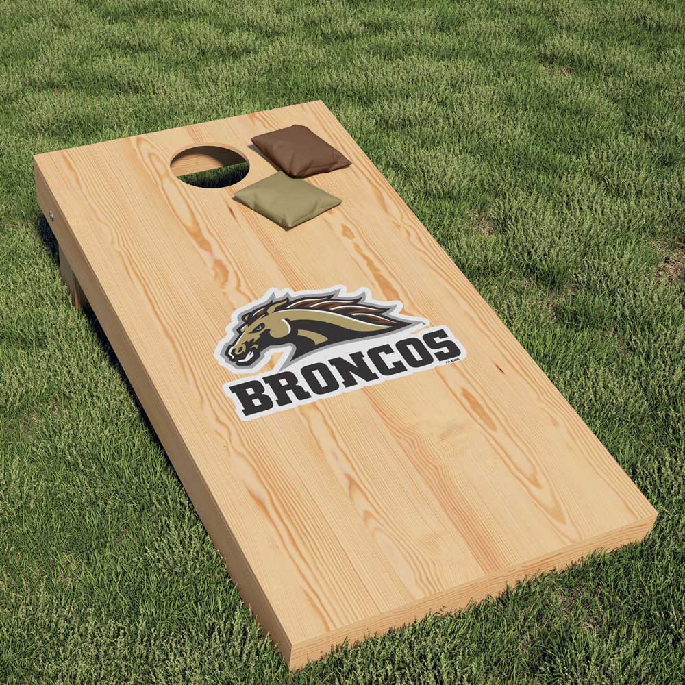 Western Michigan University Broncos Mascot Head Logo Cornhole Decal - Nudge Printing