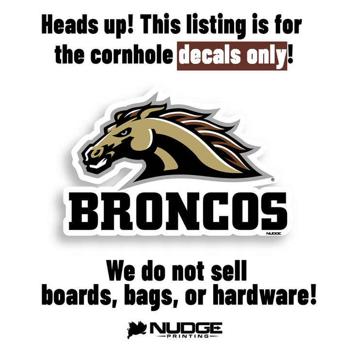 Western Michigan University Broncos Mascot Head Logo Cornhole Decal - Nudge Printing