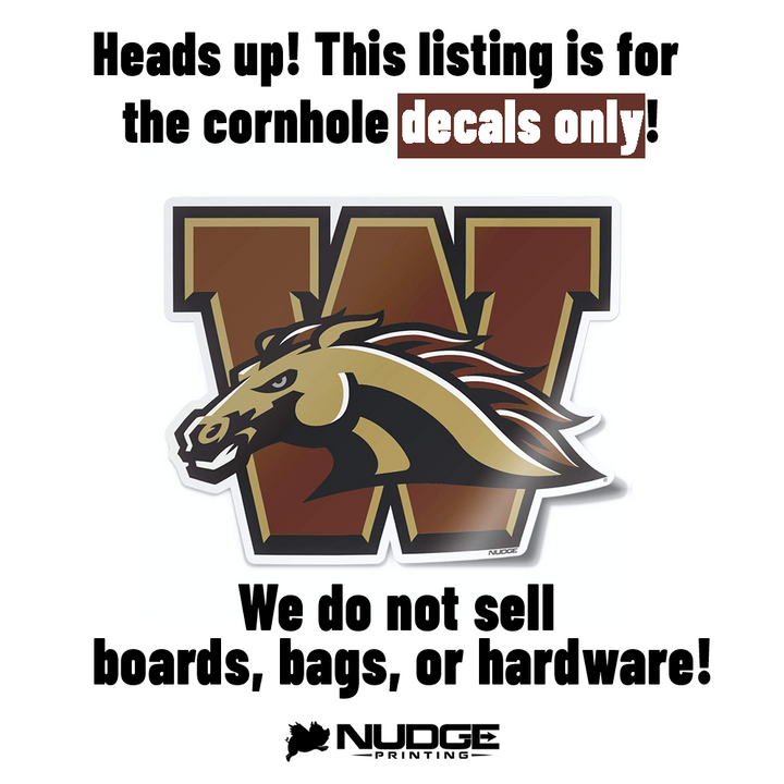 Western Michigan University Broncos Block W Logo Cornhole Decal - Nudge Printing