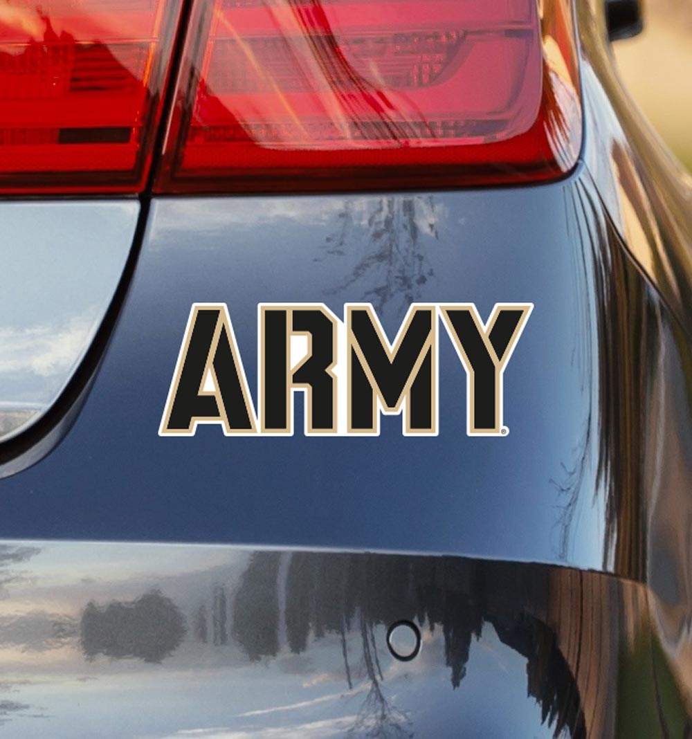 West Point Tan, White, and Black Block "Army" Design on Back of Car