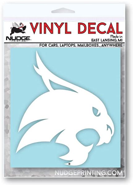 Texas State University White Bobcat Head Car Decal - Nudge Printing