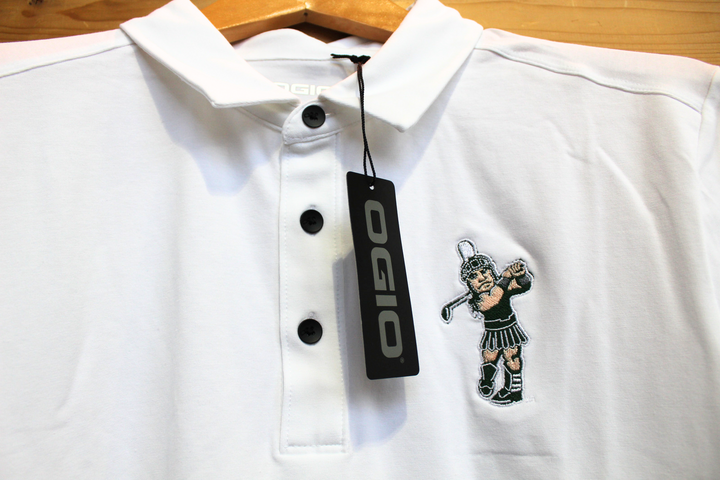 Michigan State University Spartans Golfing Sparty OGIO Unisex Polo - White