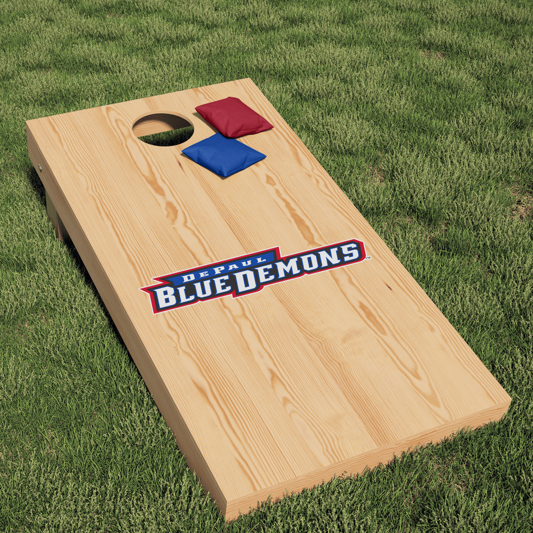 DePaul University Blue Demons Full Wordmark Logo Cornhole Decal