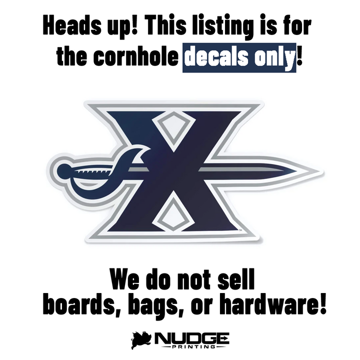 Xavier University Musketeers Block X with Sword Logo Cornhole Decal