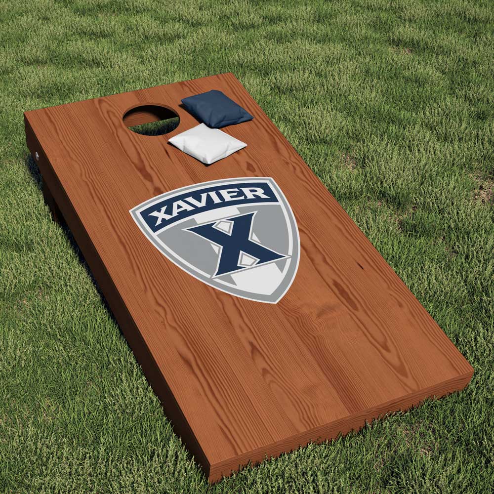 Xavier University Musketeers Shield Logo Cornhole Decal - Nudge Printing