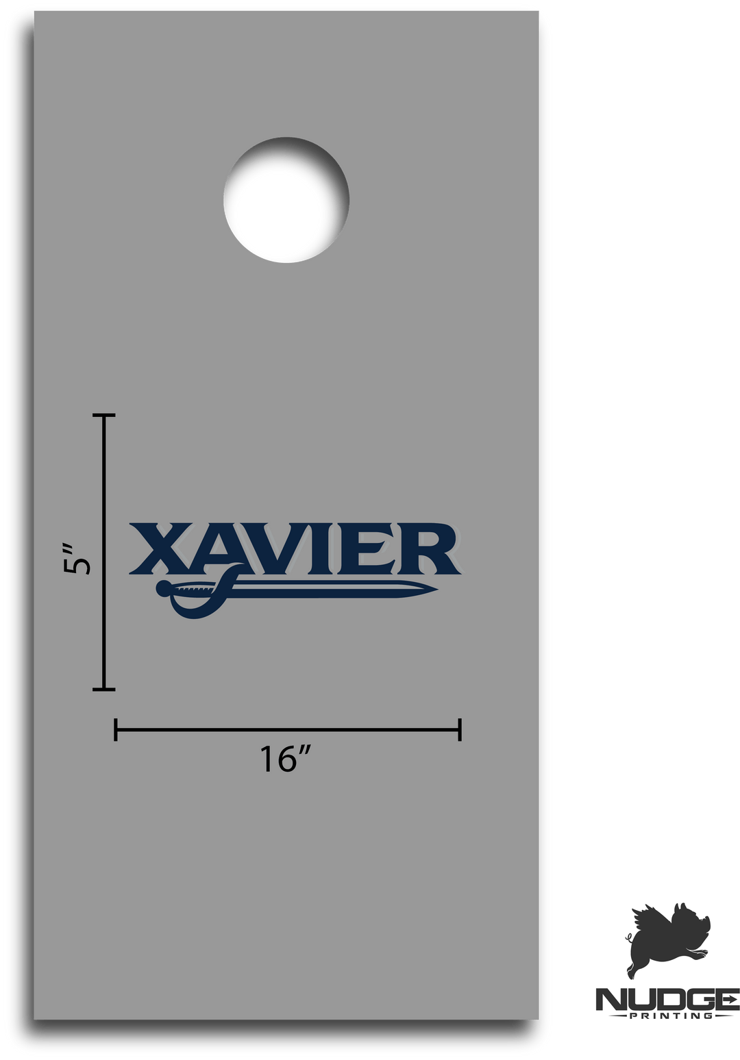 Xavier University Musketeers Block Wordmark with Sword Logo Cornhole Decal