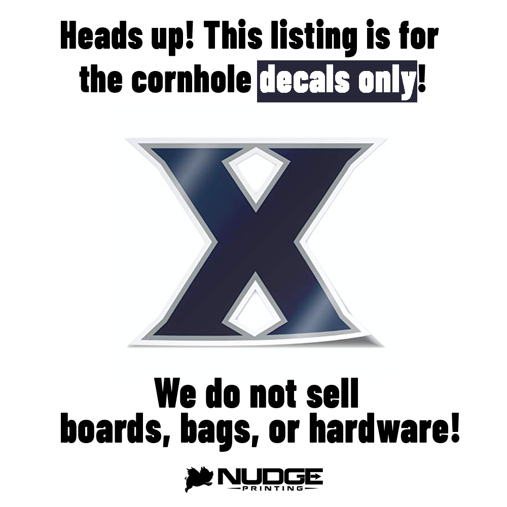 Xavier University Musketeers Block X Logo Cornhole Decal - Nudge Printing
