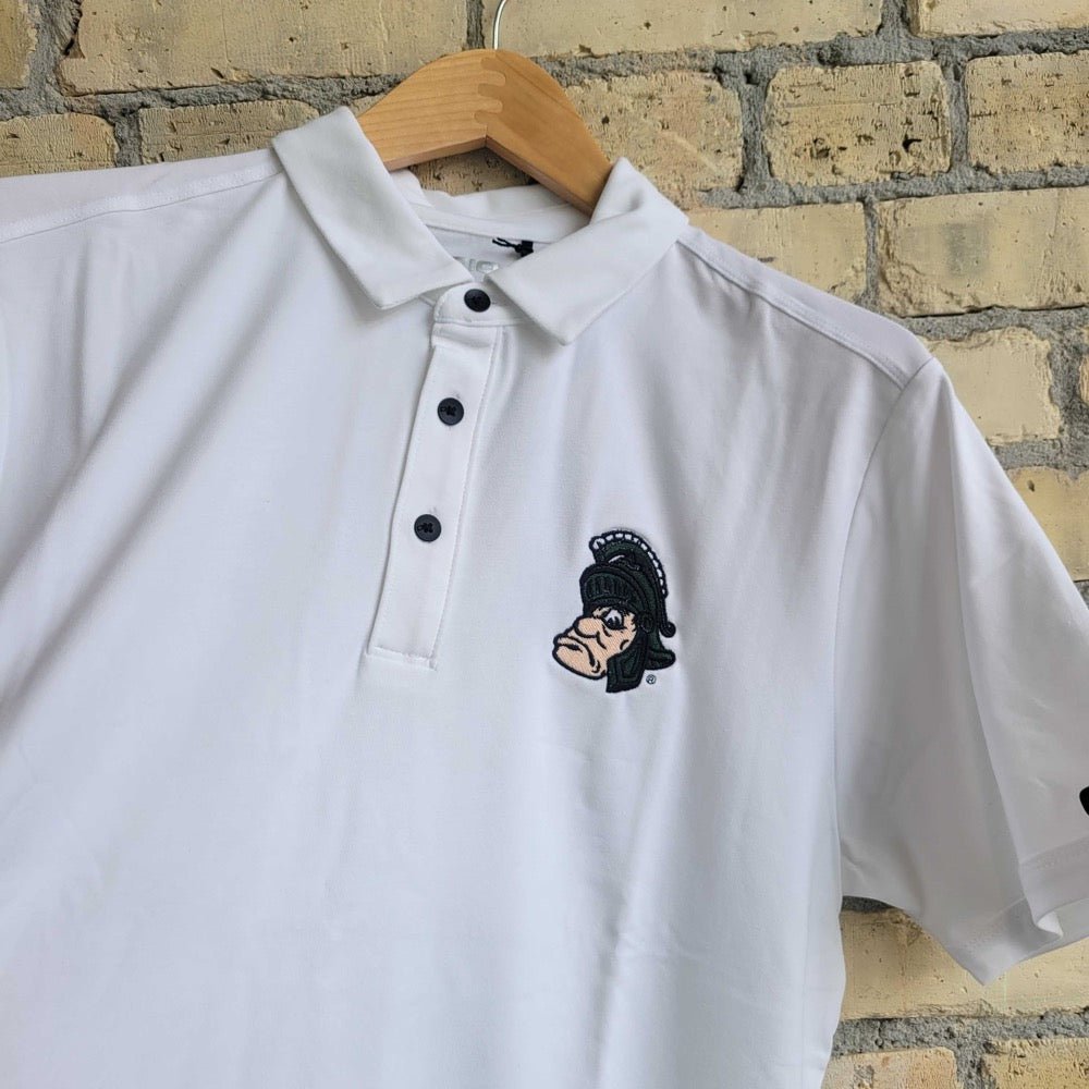 Michigan State University MSU Spartans Full Color Gruff Sparty Polo Short Sleeve button up